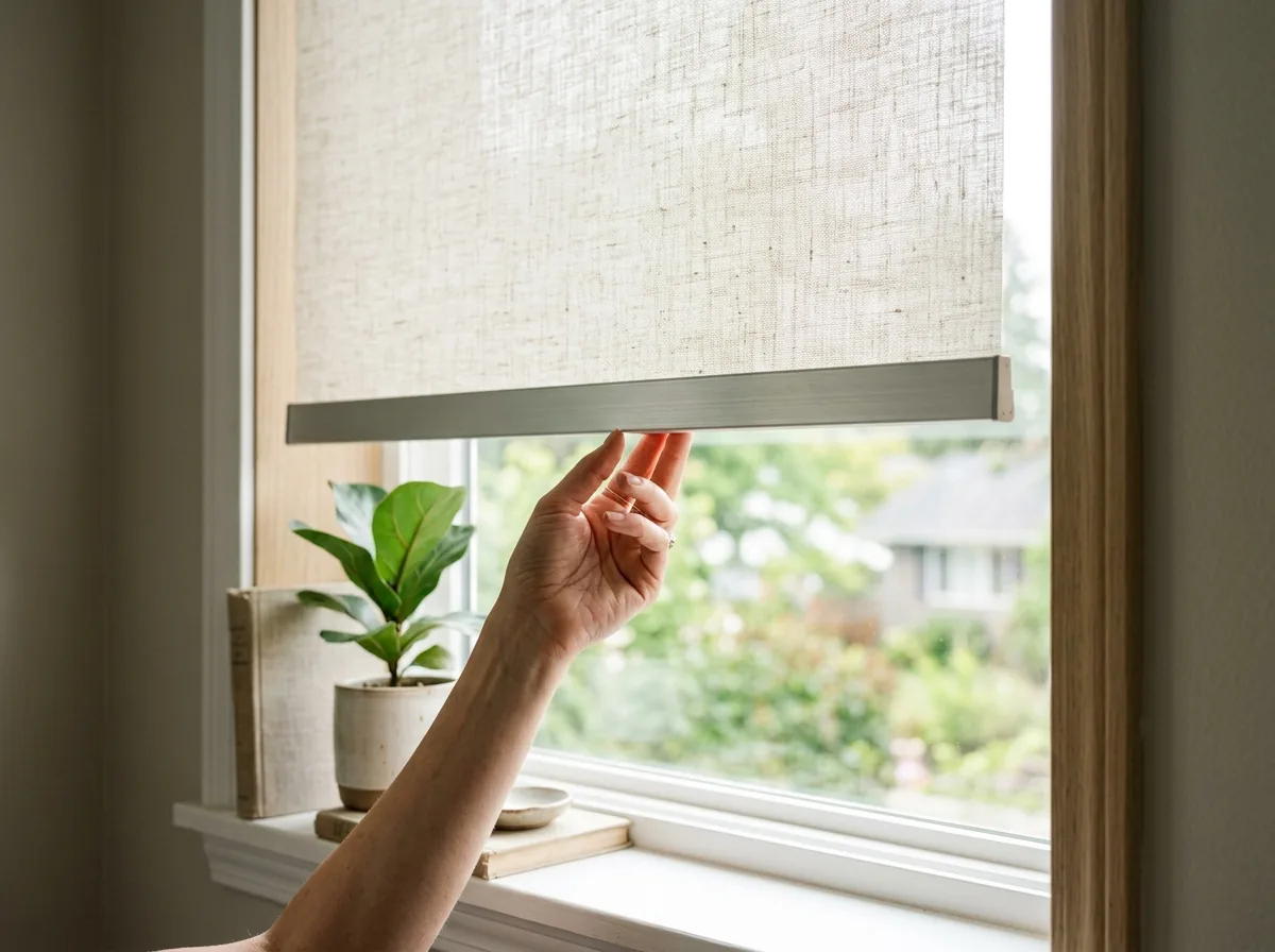 Raising a cordless roller shade by the bottom rail with no cords